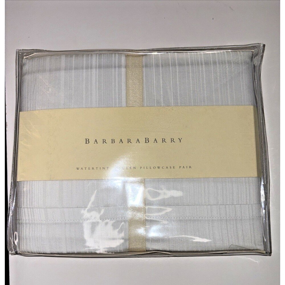 Barbara Barry Watertint Blue Wave Queen Pillow Cases 310 Thread Count NWT $87.50